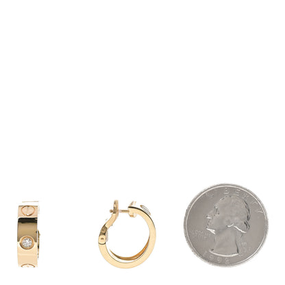Cartier 18K Yellow Gold 2 Diamond 5.5mm LOVE French Clip Hoop Earrings 2 of 6
