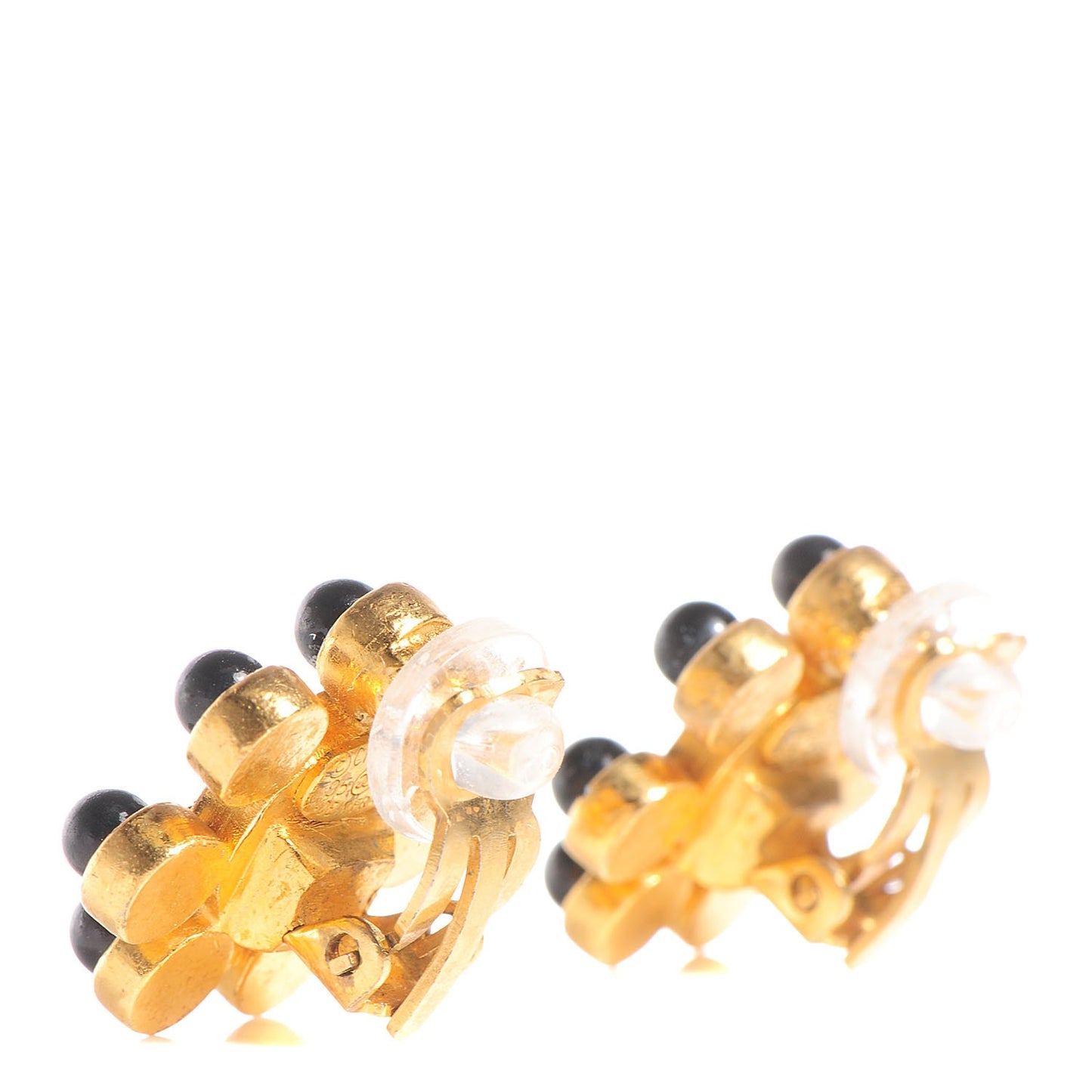 CC Clip On Earrings Black and Gold