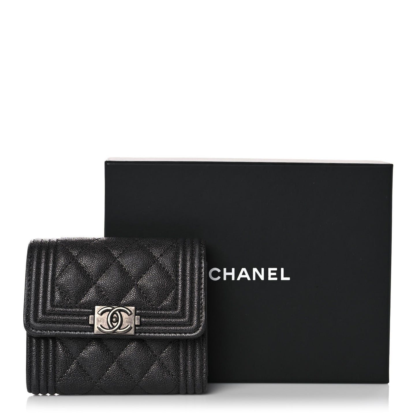 Caviar Quilted Compact Boy Wallet Anthracite