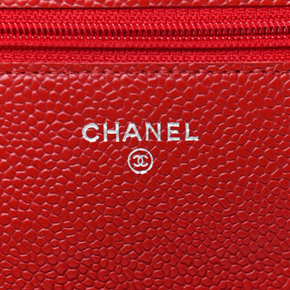 Chanel Caviar Quilted Wallet On Chain WOC Red 8 of 11