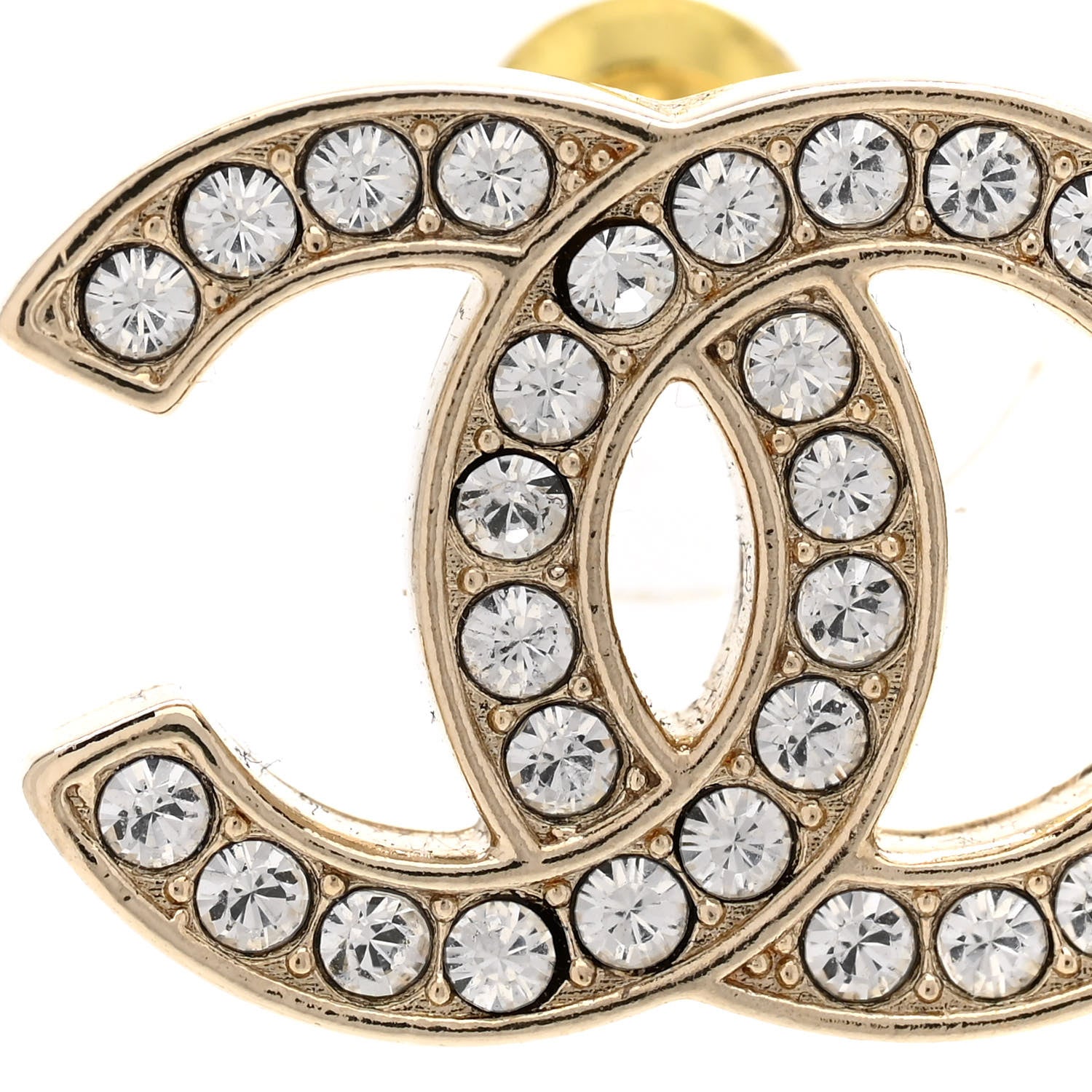 Chanel Crystal CC Earrings Gold 5 of 6