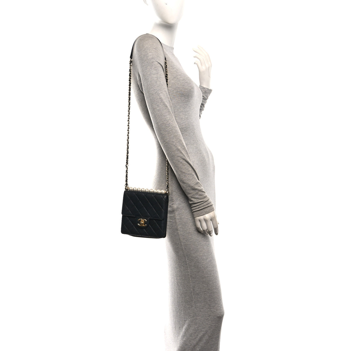 Chanel Lambskin Quilted Chic Pearls Flap Black 2 of 10