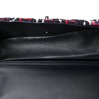 Chanel Tweed Quilted Mini Rectangular Flap Navy Blue White Red 4 of 10