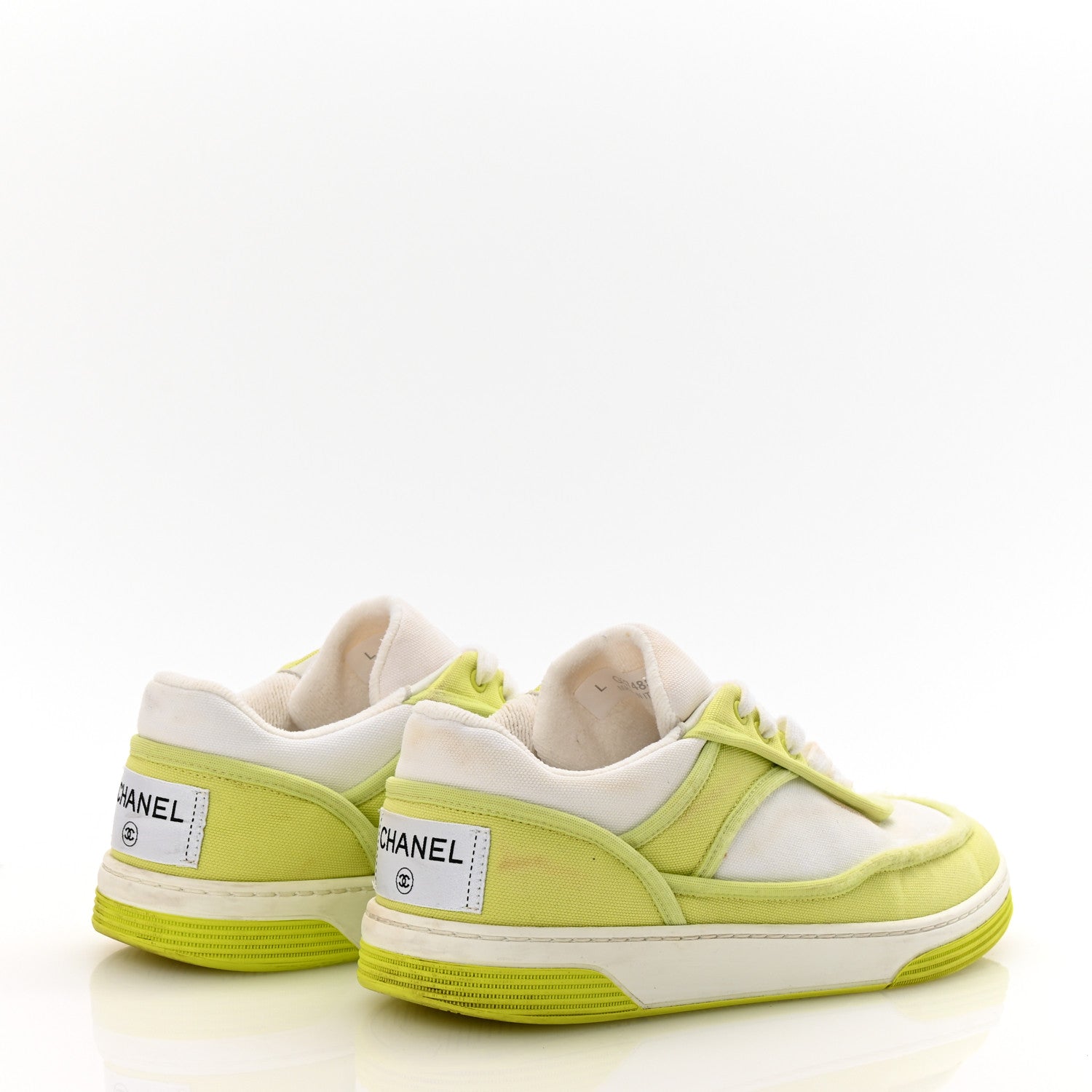 Chanel Fabric Womens Logo Sneakers 37 Yellow White 5 of 11