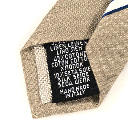 Chanel Linen Cotton Silk Mens CC Stripe Neck Tie Beige 5 of 6