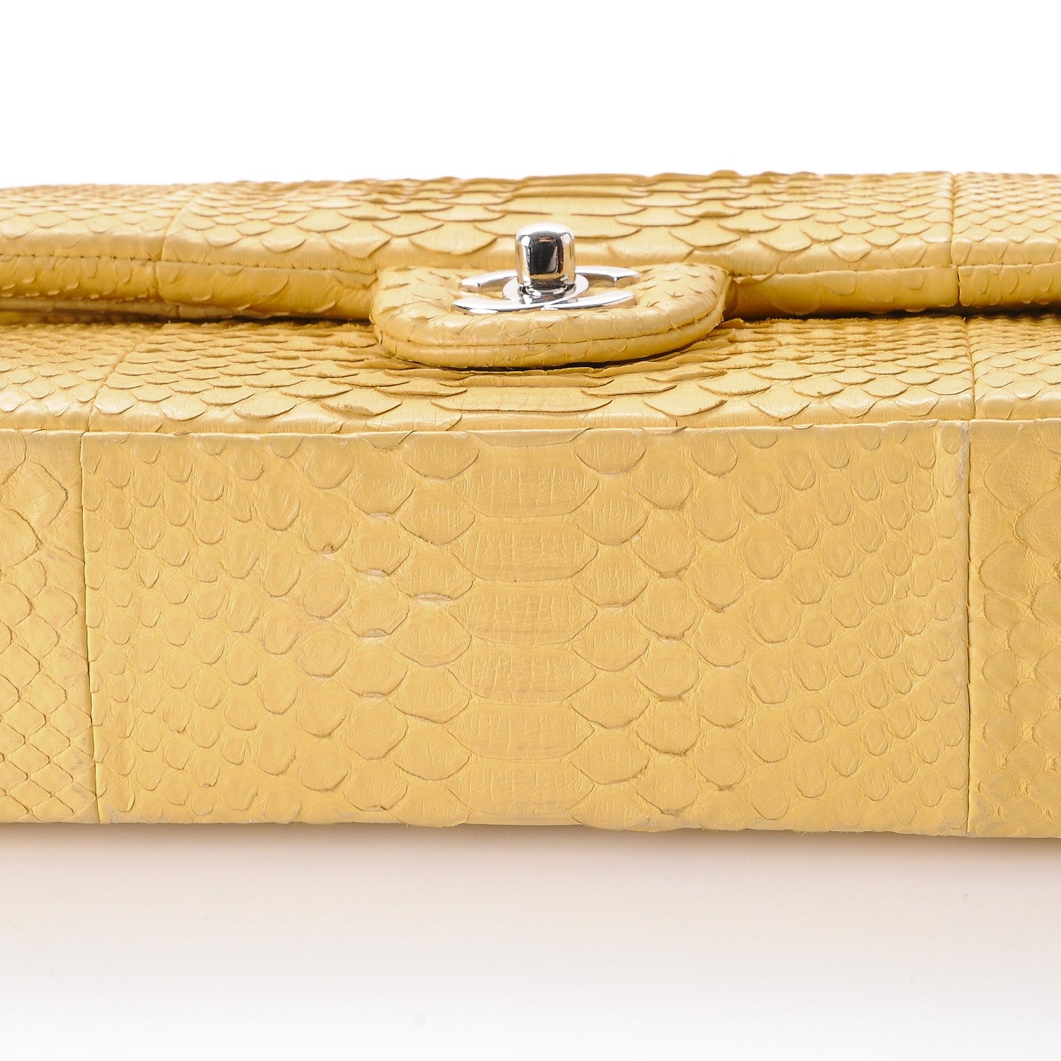 Chanel Python Medium Double Flap Yellow 12 of 14