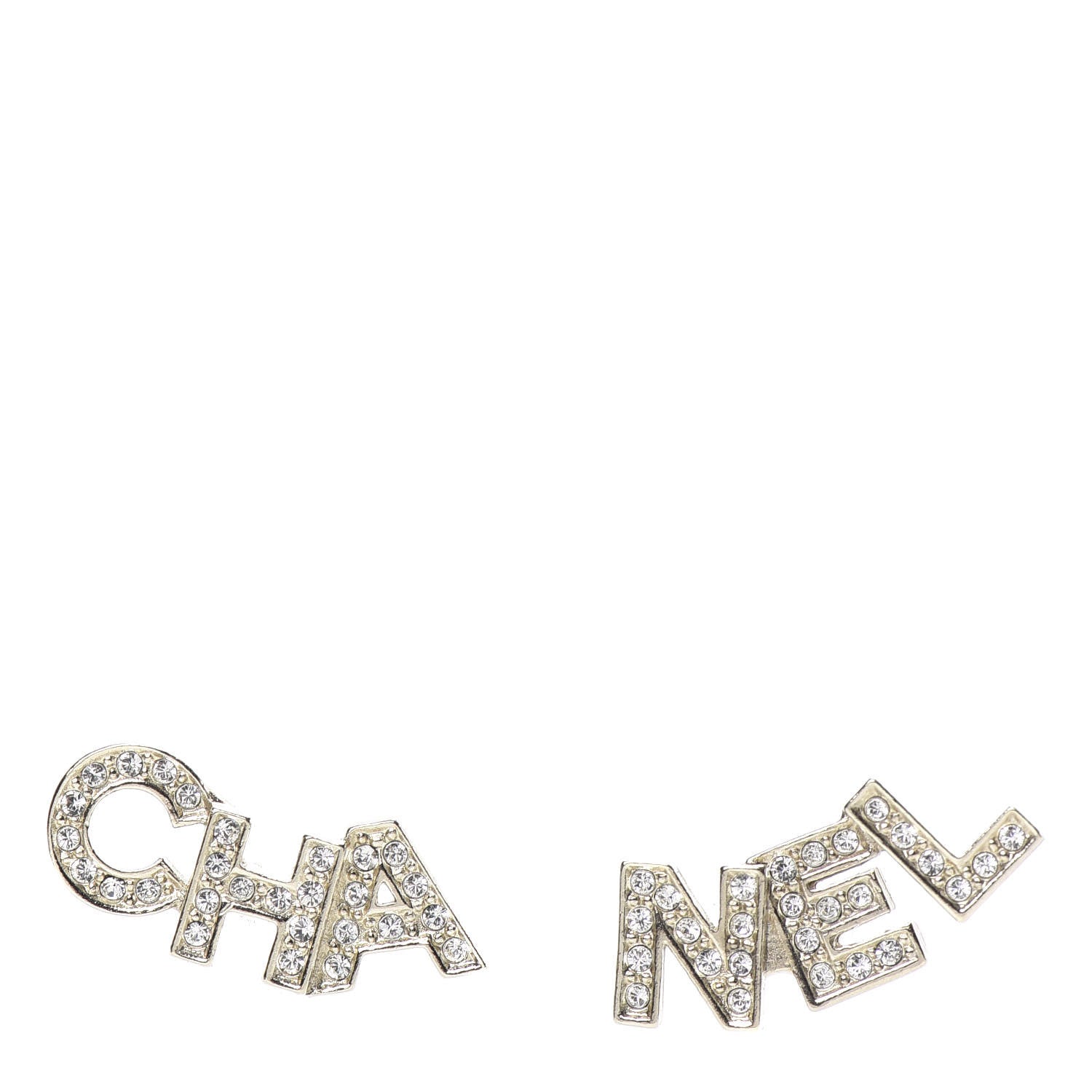 Chanel Crystal Pearl Signature Stud Earrings Gold 1 of 4