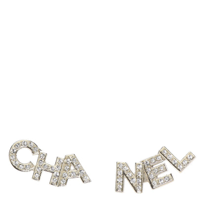 Chanel Crystal Pearl Signature Stud Earrings Gold 1 of 4