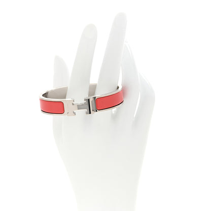 Hermes Enamel Narrow Clic Clac H Bracelet PM Rouge Corail 2 of 5
