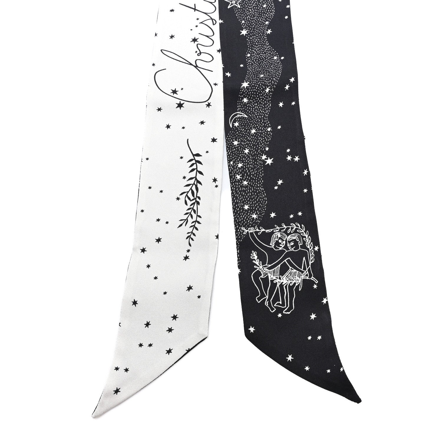Christian Dior Silk Zodiac Gemini Mitzah Scarf Black 1846382