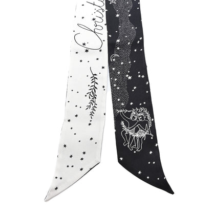 Christian Dior Silk Zodiac Gemini Mitzah Scarf Black 2 of 3