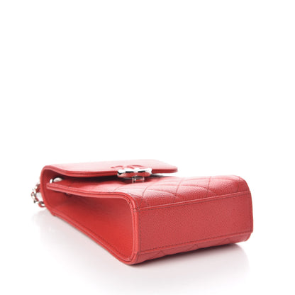 Chanel Grained Calfskin Quilted CC Box Clutch With Chain Red 4 of 12