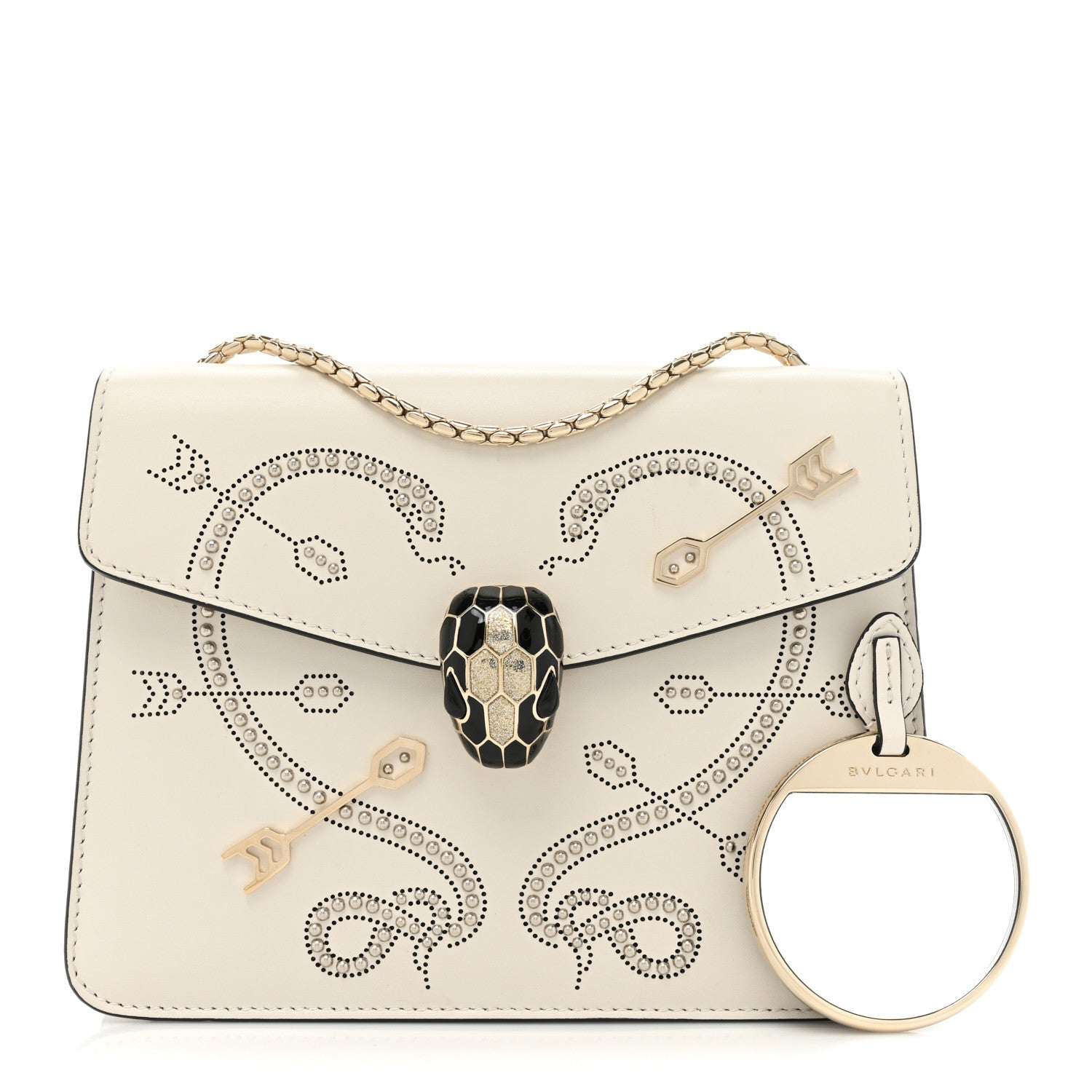 Bulgari Calfskin Studded Serpenti In Love Forever Crossbody Bag White 3 of 14