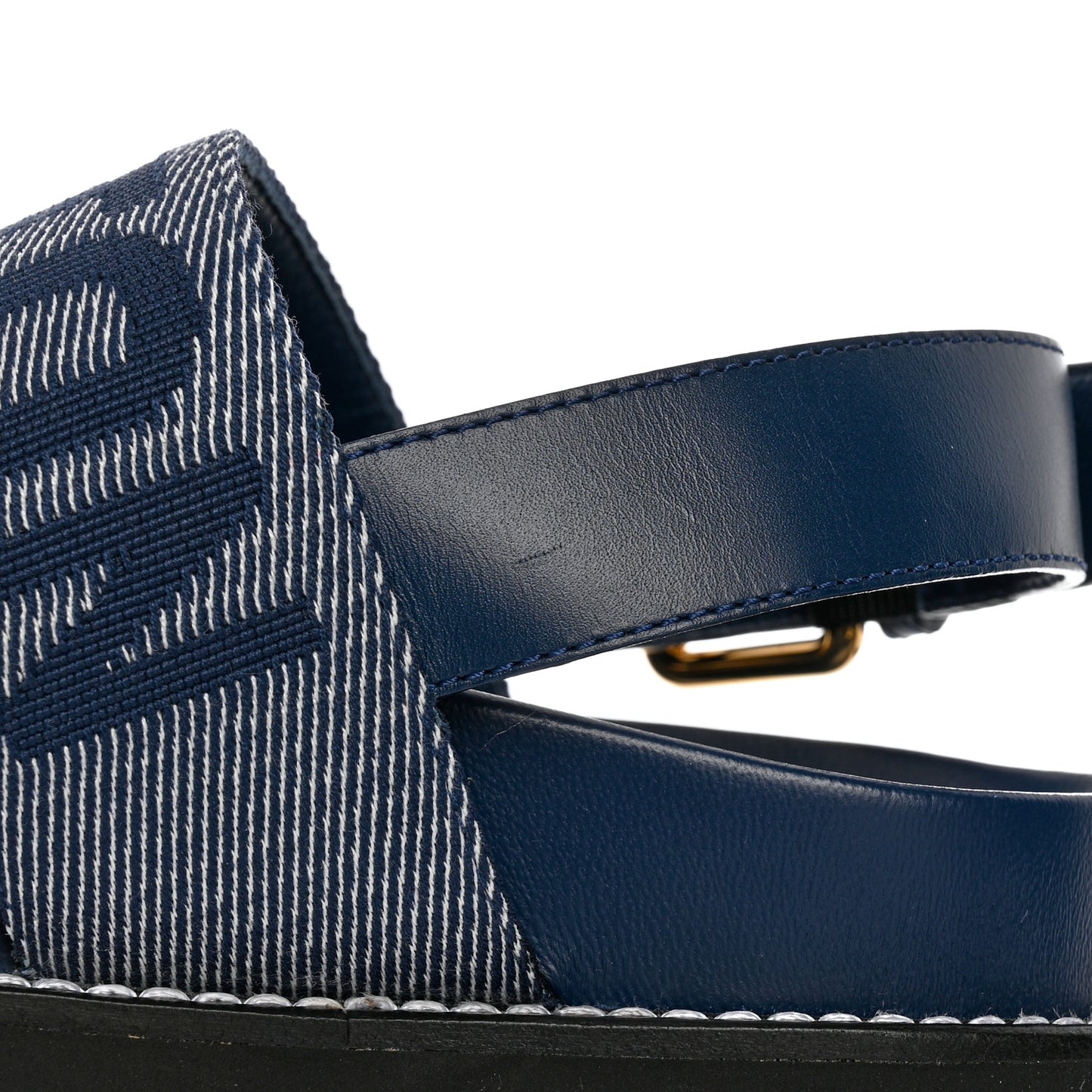 Monogram Denim Paseo Flat Comfort Sandals 37 Navy Blue