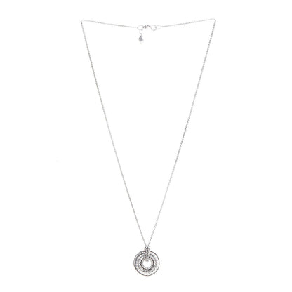 David Yurman Sterling Silver Diamond 19mm Thoroughbred Pendant Necklace 3 of 7