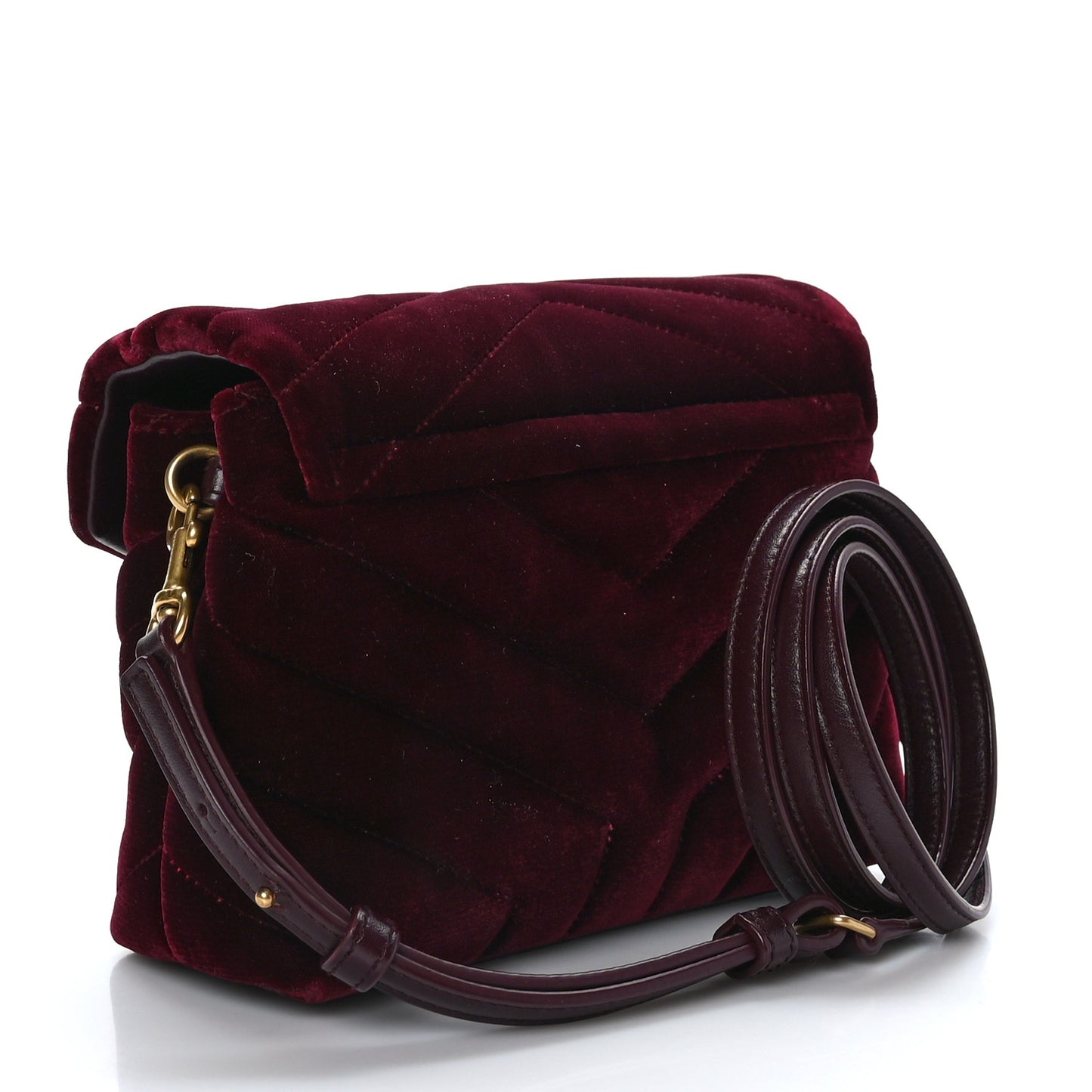 Velvet Y Quilted Monogram Toy Loulou Crossbody Bag French Burgundy