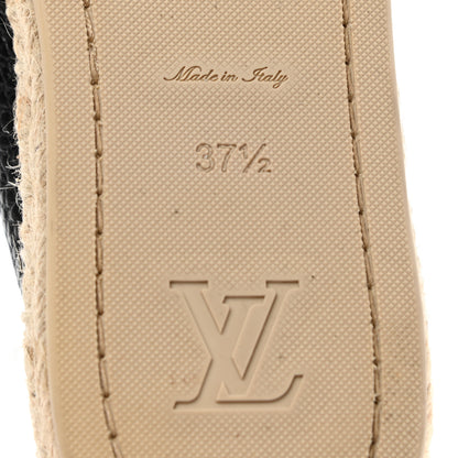 Louis Vuitton Calfskin Tropical Bloom Espadrille Flat 37.5 Black 6 of 9