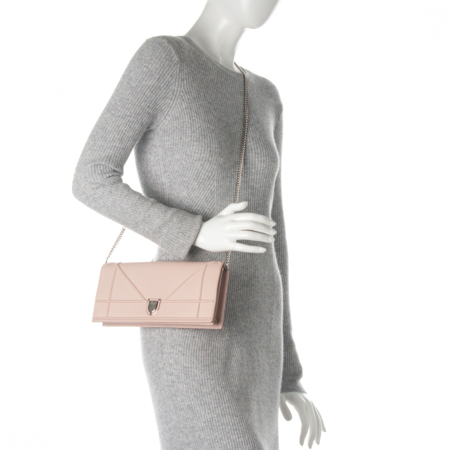 Christian Dior Grained Calfskin Diorama Pochette Nude 2 of 6