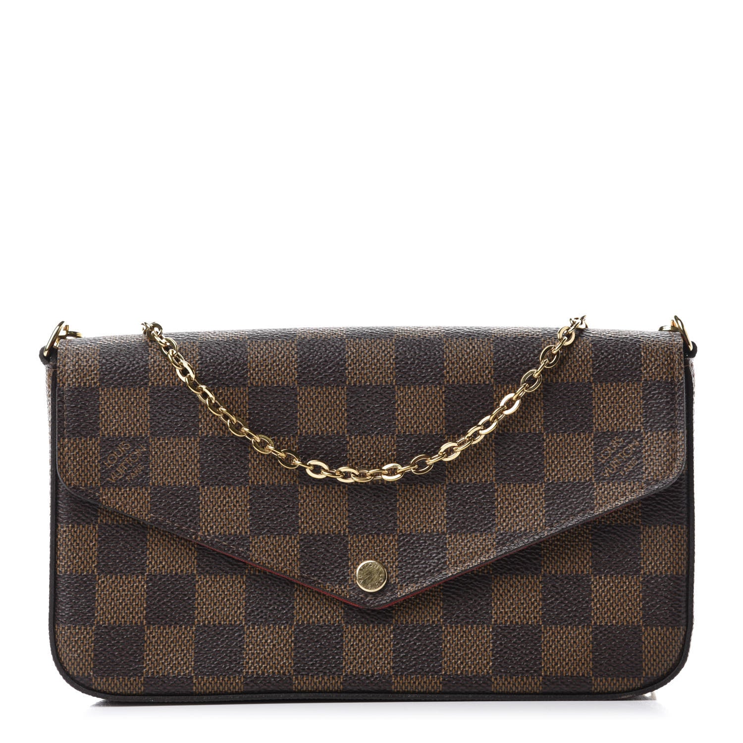 Louis Vuitton Damier Ebene Pochette Felicie Chain Wallet 1 of 12