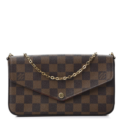 Louis Vuitton Damier Ebene Pochette Felicie Chain Wallet 1 of 12