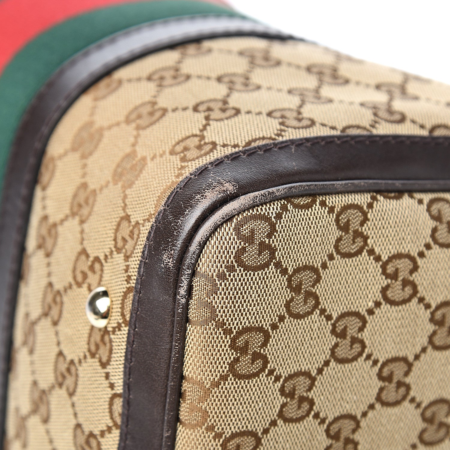 Gucci Monogram Vintage Web Medium Boston Dark Brown 8 of 10
