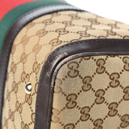 Gucci Monogram Vintage Web Medium Boston Dark Brown 8 of 10
