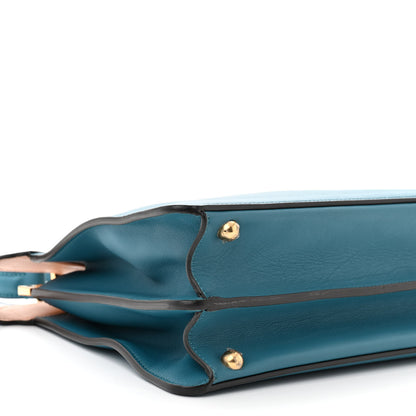 Fendi Vitello Seta Shiny Nappa Medium Peekaboo I SEE U Satchel Blue Velvet Light Rose 10 of 11