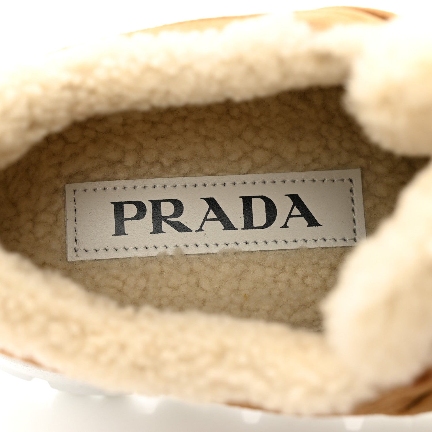 Prada Suede Shearling Triangle Logo Downtown Sneakers 40 Ecru 7 of 8