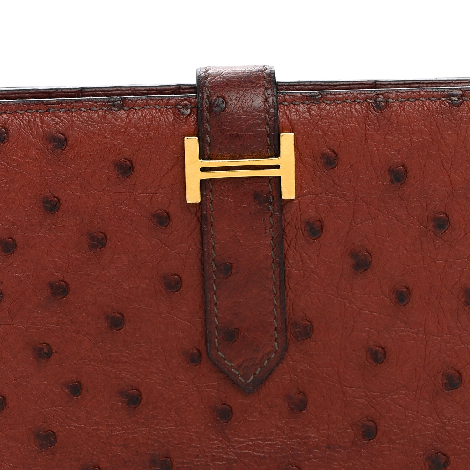 Hermes Ostrich Bearn Wallet Rouge H 8 of 10