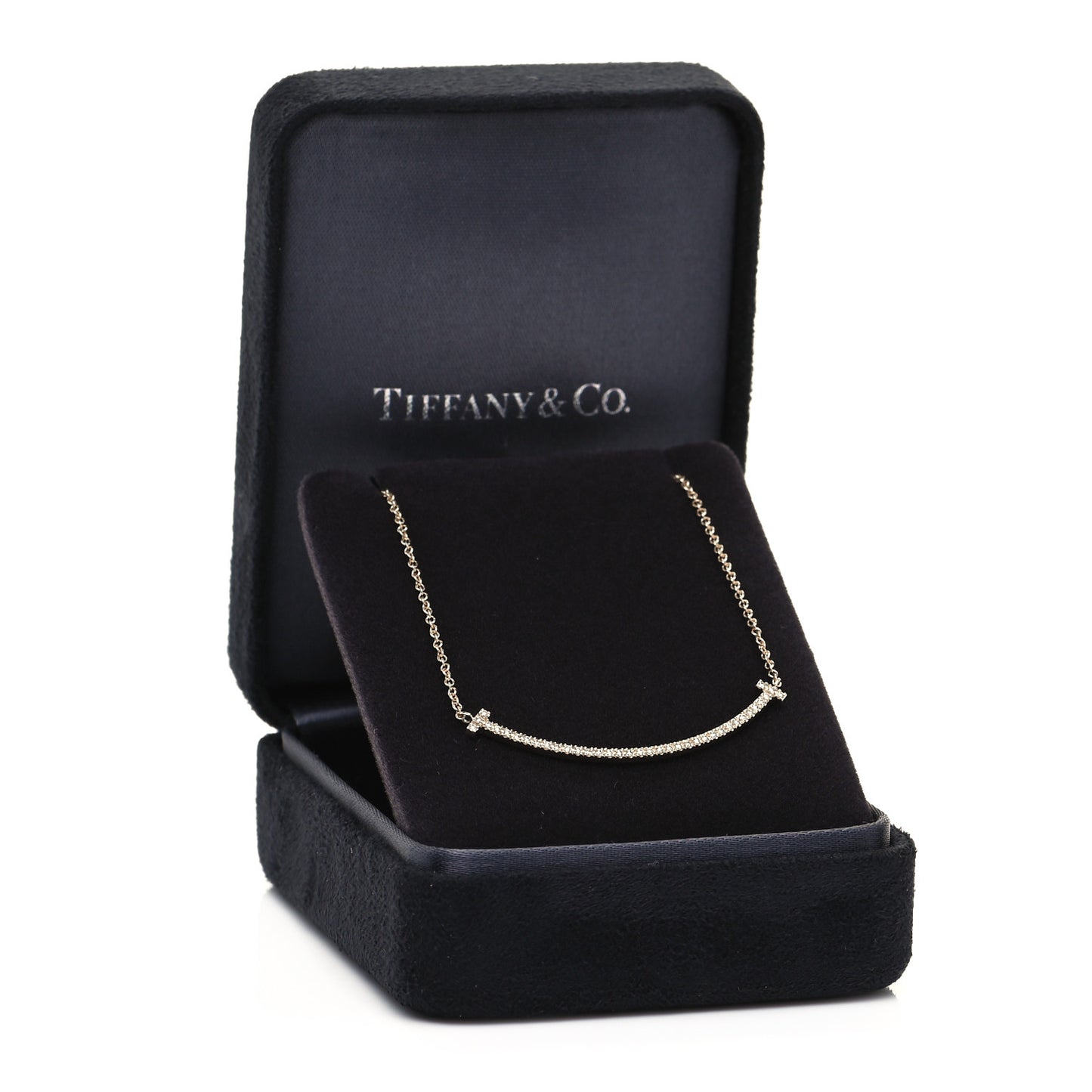 18K Yellow Gold Diamond Small T Smile Pendant Necklace