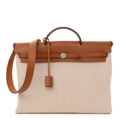 Hermes Vache Hunter Criss Viking Herbag Messenger 39 Ecru Beige Fauve 1 of 13
