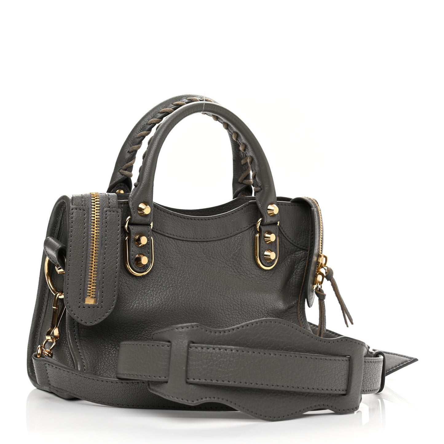 Chevre Gold Metallic Edge Hardware Mini City Gris Acier