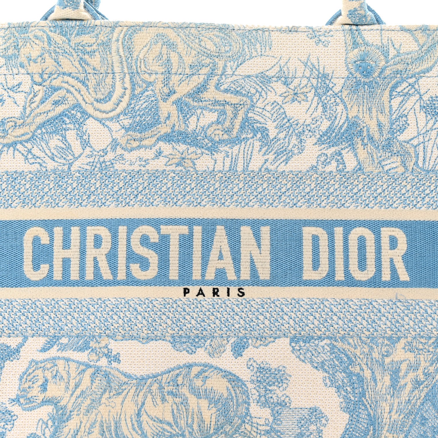 Christian Dior Canvas Embroidered Medium Dioriviera Toile De Jouy Book Tote Light Blue 8 of 14