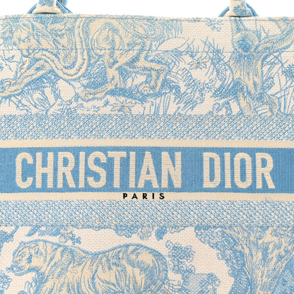 Christian Dior Canvas Embroidered Medium Dioriviera Toile De Jouy Book Tote Light Blue 8 of 14
