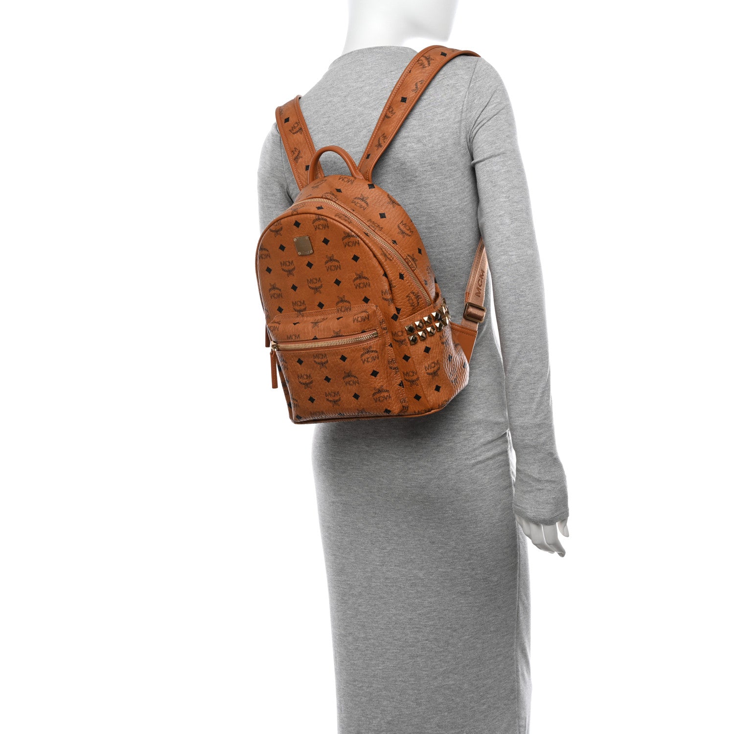 MCM Visetos Small Side Stud Stark Backpack Cognac 2 of 9