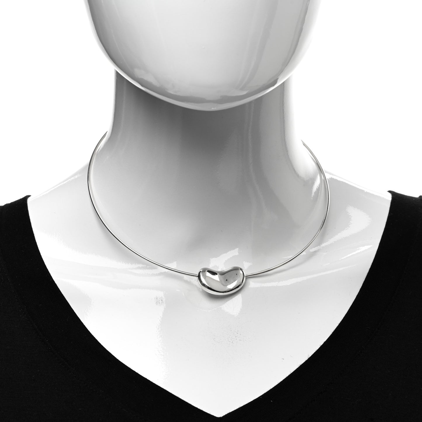 Sterling Silver 25mm Elsa Peretti Bean Pendant Wire Necklace