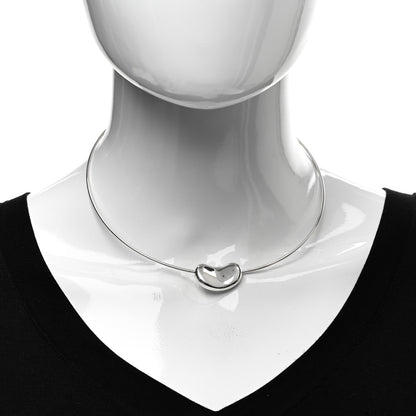 Tiffany Sterling Silver 25mm Elsa Peretti Bean Pendant Wire Necklace 2 of 3