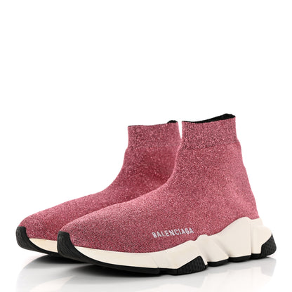 Balenciaga Laminated Knit Bi-Color Sole Womens Speed Sneakers 38 Pink White Black 3 of 15