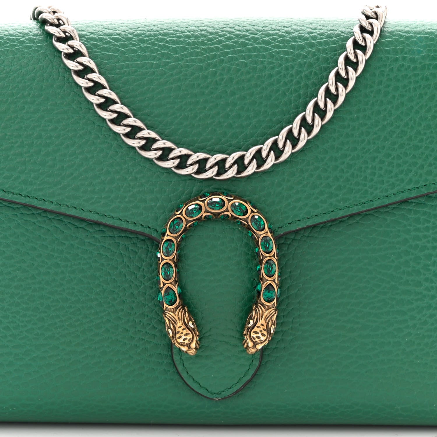 Gucci Calfskin Mini Dionysus Chain Wallet Emerald 9 of 12