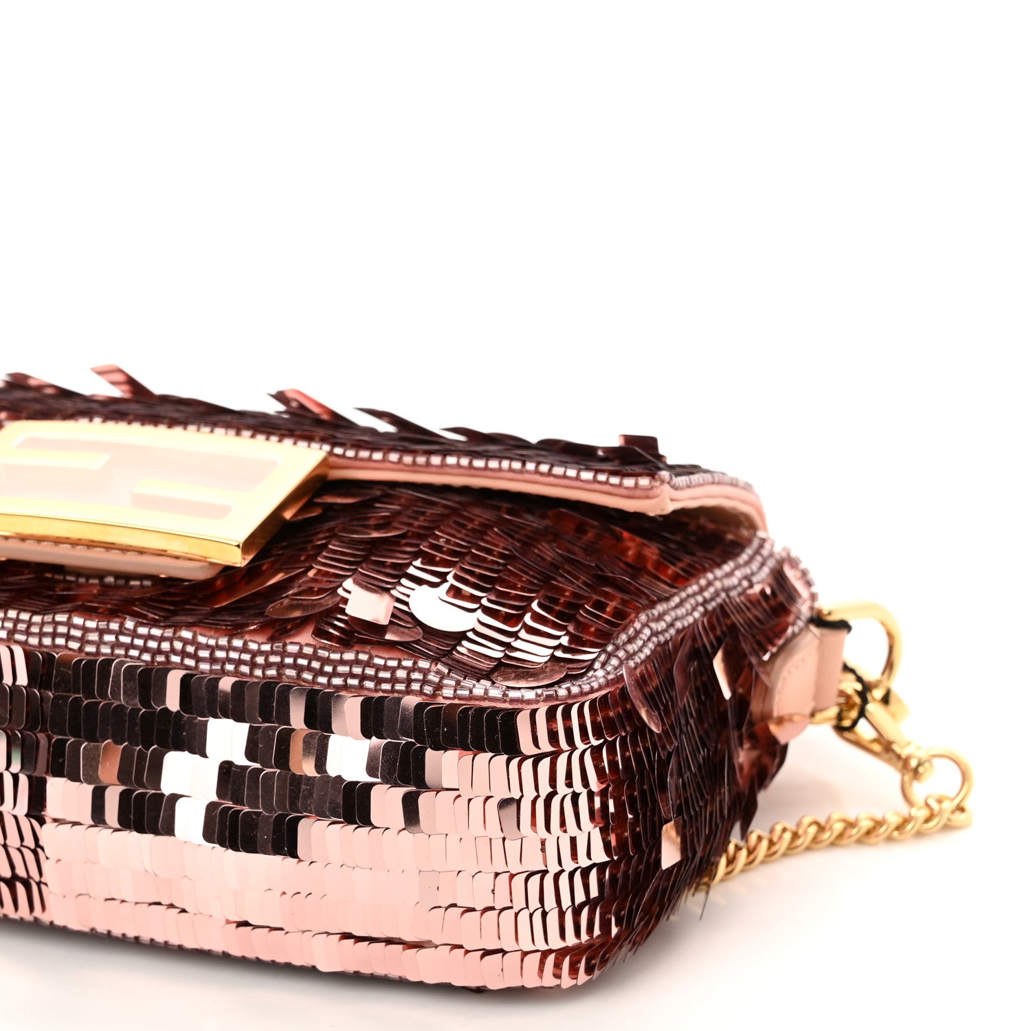 Fendi Sequin Paillettes Vitello Grace Sex and the City Mini Baguette Baby Pink 12 of 12