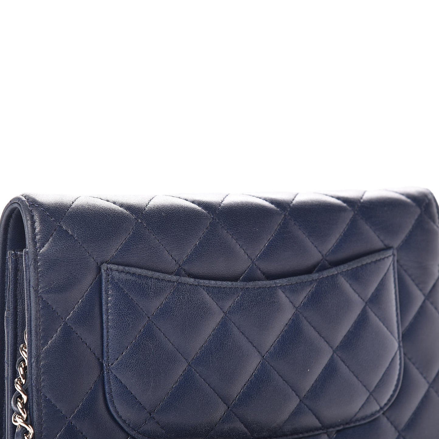 Lambskin Quilted Wallet On Chain WOC Blue