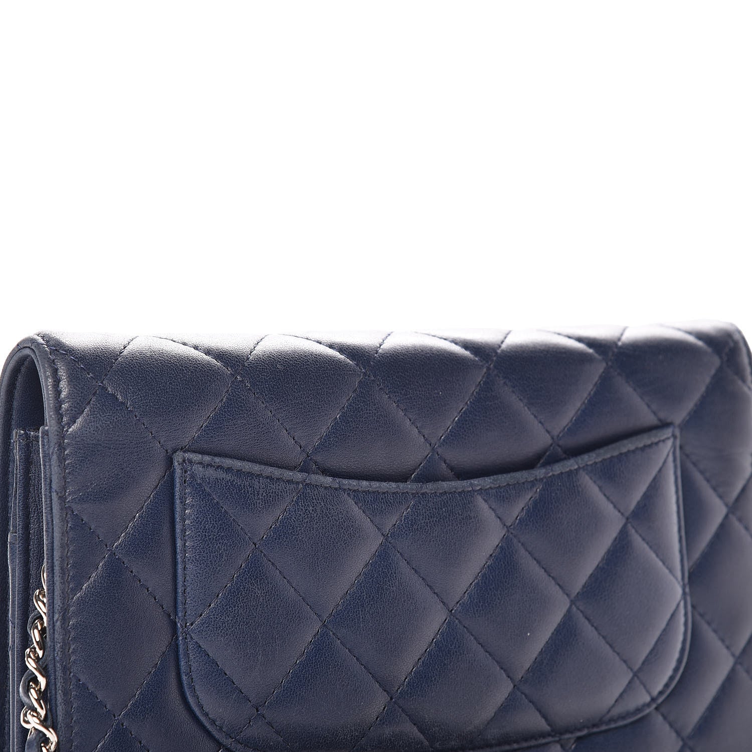 Chanel Lambskin Quilted Wallet On Chain WOC Blue 15 of 16
