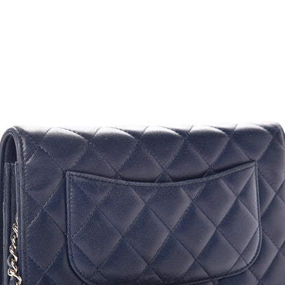 Chanel Lambskin Quilted Wallet On Chain WOC Blue 15 of 16