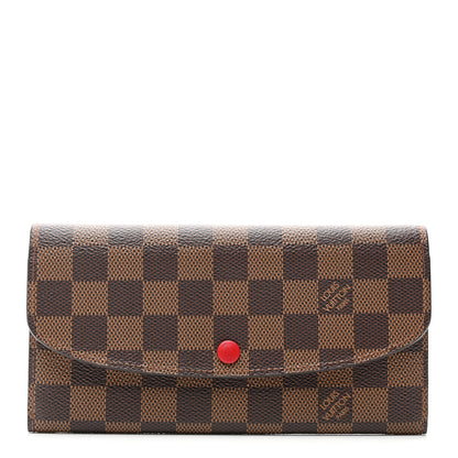 Louis Vuitton Damier Ebene Emilie Wallet Red 1 of 6