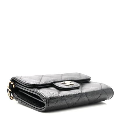 Chanel Caviar Quilted Flap Card Holder On Chain Black 3 of 11