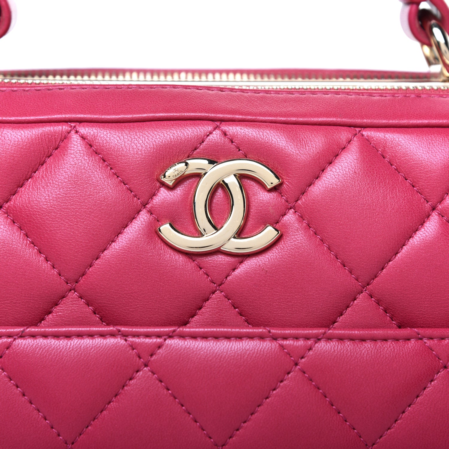 Chanel Lambskin Quilted Large Trendy CC Bowling Bag Dark Pink 11 of 13