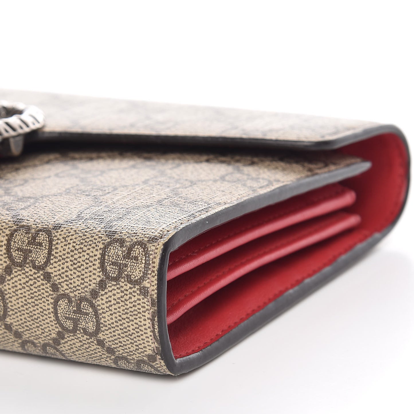 GG Supreme Monogram Mini Dionysus Chain Wallet Beige Vulcanic Red