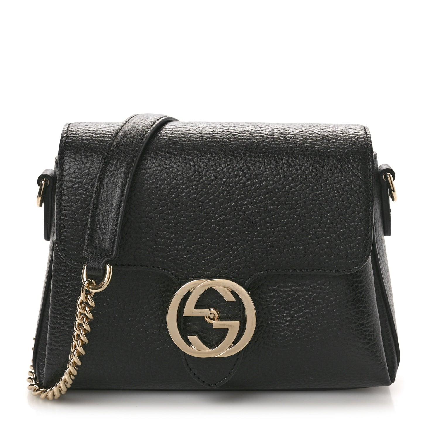 Dollar Calfskin Interlocking G Crossbody Bag Black