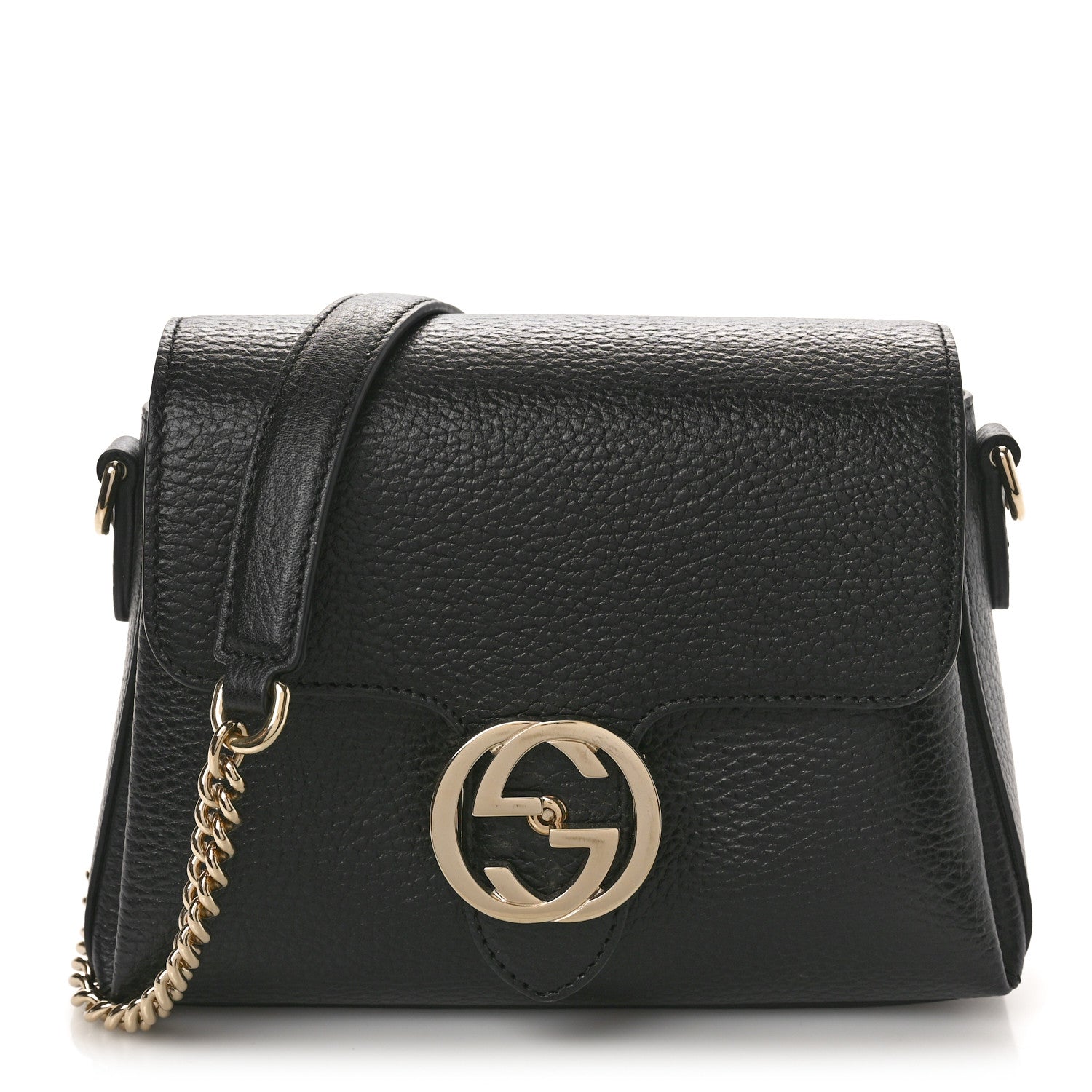 Gucci Dollar Calfskin Interlocking G Crossbody Bag Black 1 of 10