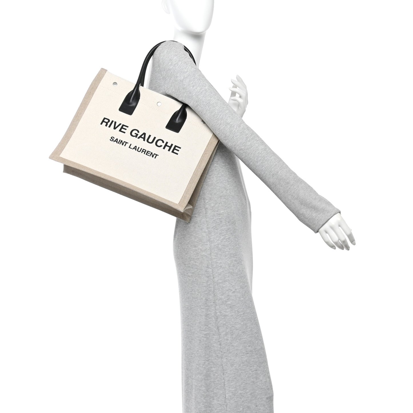 Linen Calfskin Small Rive Gauche Tote Optic White